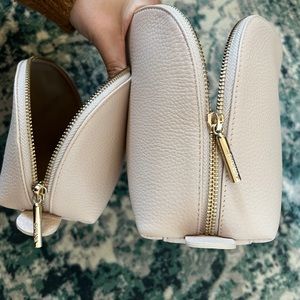 Cuyana Travel Case Set in Blush Pebbled Gold Hardware